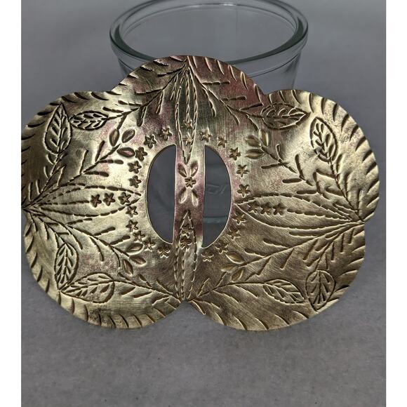 Handmade brass/copper belt buckle Artisan very old 11/4' belt allow5"x3 3/4" - Picture 1 of 9